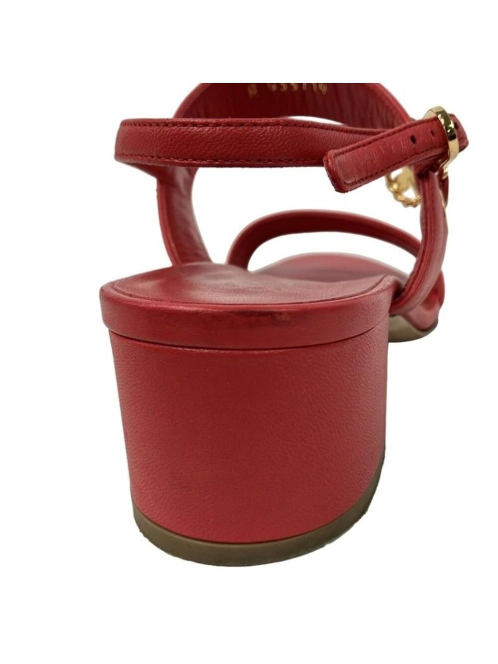 Chanel Sandals 35.5 C Red Chain Clover Gold Leather - Picture 9 of 10